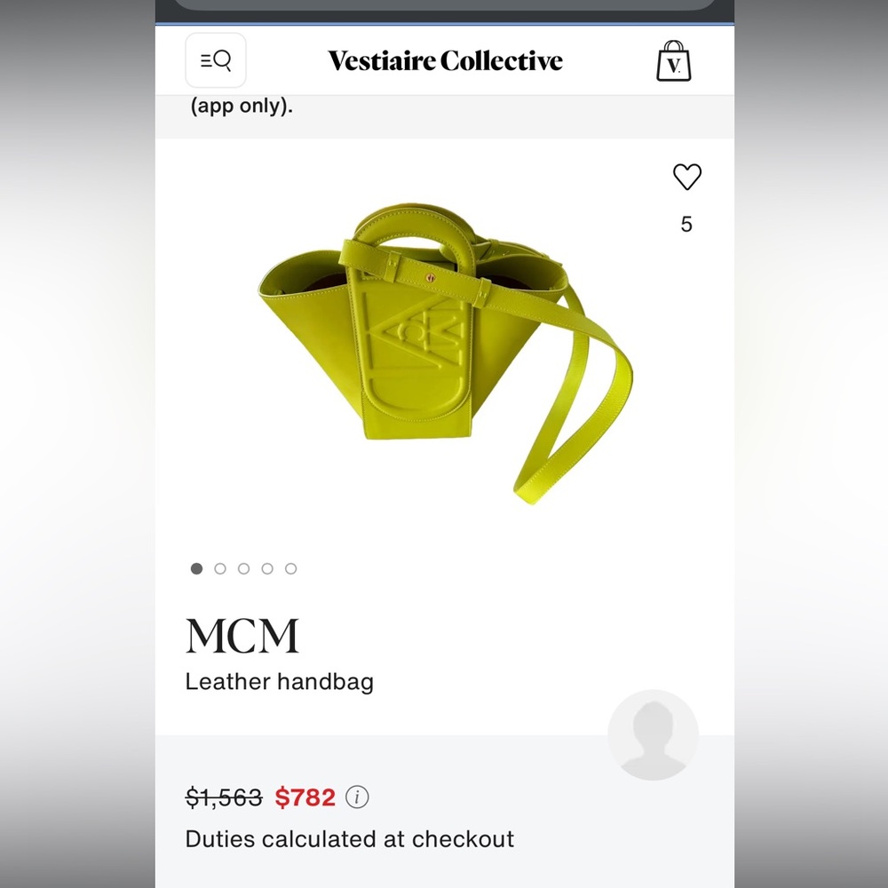 MCM Mini Mode Travia Leather Tote Neon Lime - Picture 7 of 7